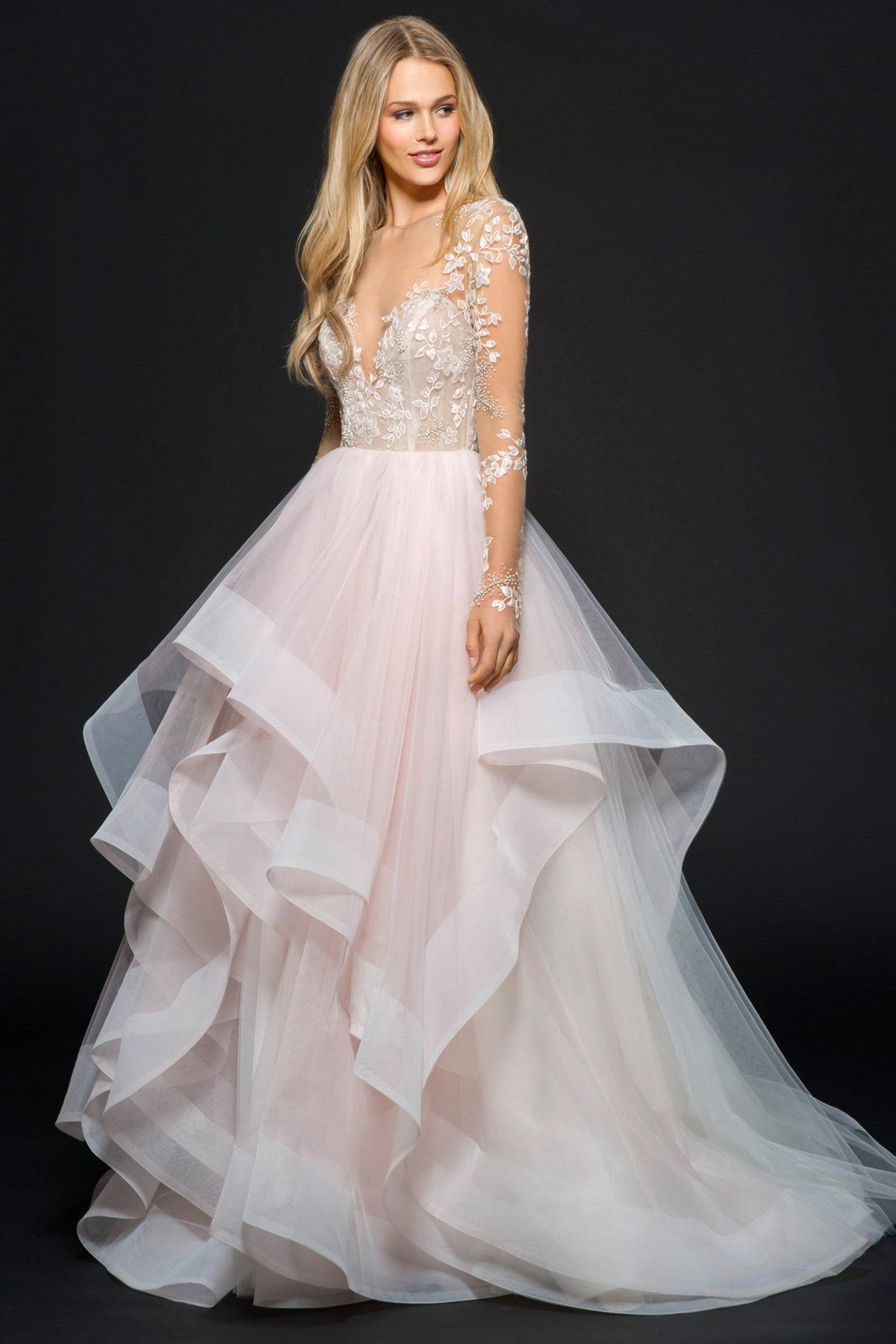 hayley paige long sleeve blush dress Hayley 6600 Wedding Dress
